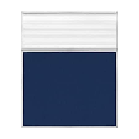 Versare Hush Panel Configurable Cubicle Partition 5' x 6' W/ Window Navy Blue Fabric Clear Fluted Window 1852503